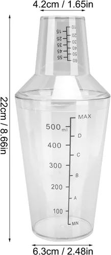 Vista 2 de Juego de coctelera, juego de coctelera mezclada, coctelera estándar transparente Sc, kit de cuidado profesional para (16.9 fl oz)