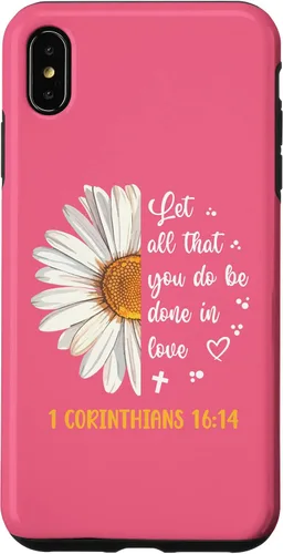 Vista 11 de Linda Daisy 1 Corinthians 16:14 Love Bible Verse for Women Case for iPhone 17