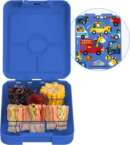 Vista 8 de AOHEA Lonchera Bento para niños, para la escuela, a prueba de fugas, caja Bento pequeña con 4 compartimentos para guardería, tamaño de porciones