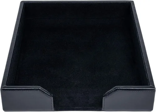 Vista 3 de Dacasso Bandeja de escritorio de cuero regenerado, soporte de cartas de lujo y organizador de papel para escritorio, 13.5 x 10.5 x 2.13 pulgadas