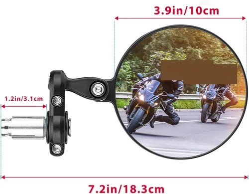 Vista 2 de Espejo de motocicleta compatible con MT07 MT09 R1 R3 compatible con Cafe Racer CB125R CBF125 Z900 Z750 Scooter Espejo de bicicleta