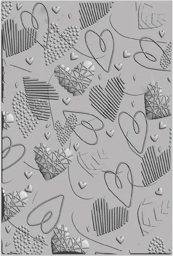 Vista 2 de Sizzix Carpeta De Grabado En Relieve Impresiones Texturizadas 3-D Mark Making Hearts por Kath Breen 666038 Capítulo 4 2022