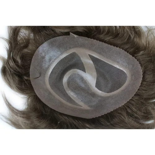 Vista 8 de Voloria Encaje francés de cabello humano real con piel fina PU para hombre Stock Toupee Hair Pieces #18