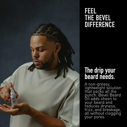 Vista 4 de Bevel Aceite de barba para hombres, hidratante con aceite de jojoba y argán
