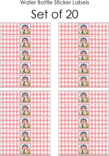 Vista 3 de Big Dot of Happiness Girl Farm Animals - Etiquetas adhesivas para botellas de agua para baby shower o fiesta de cumpleaños, juego de 20