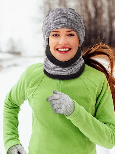 Vista 7 de 12 Pcs Winter Hat Scarf Gloves Set Winter Slouchy Skull Cap Knit Hats Winter Touch Screen Gloves Neck Warmer