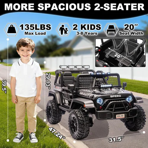 Vista 2 de NEWQIDA Juguetes de paseo de 24 V para niños grandes, automóvil eléctrico de 2 plazas con control remoto 4x4 para niños y niñas, suspensión de Negro