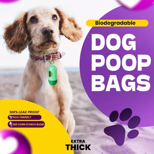 Vista 7 de Bolsas para excrementos de perro, 150 unidades con soporte (10 rollos), bolsas biodegradables, ecológicas y fáciles de abrir, bolsas gruesas
