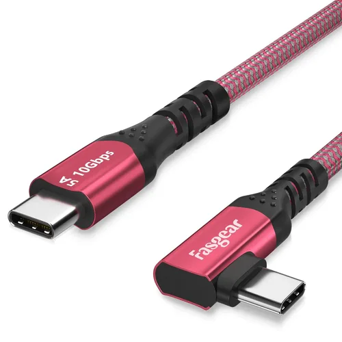 Vista 7 de Cable Fasgear USB-C a USB C de 100W Power Delivery 3 pies 90 grados Tipo C 3.1 Gen 2, cable de sincronización de datos de 10Gbps y carga rápida 5A