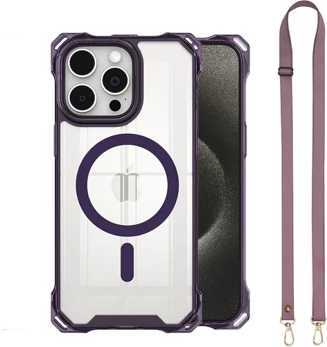 Vista 43 de Funda magnética para iPhone 13 Pro Max, con marco suave magnético transparente, parte trasera de PC, cubierta protectora contra golpes con cordón