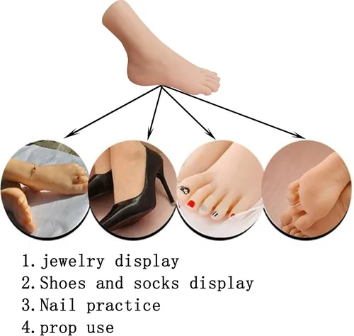 Vista 7 de SZLYTYUN Un par de modelos de pies femeninos de silicona realistas de tamaño real, pies de silicona para mostrar zapatos, joyas, sandalias