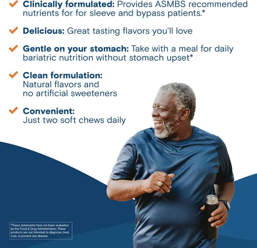 Vista 6 de Bariatric Fusion Multivitamínico bariátrico suave con sabor a fruta de cereza y piña para pacientes poscirugía bariátrica, incluyendo derivación
