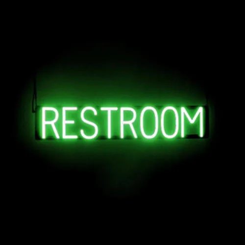 Vista 17 de SpellBrite Letrero de MEN para baños de negocios Letreros relacionados con el baño con aspecto de neón, luz LED azul 13.8 x 6.3 pulgadas