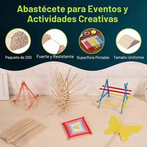 Vista 5 de 200 varillas de madera de 1/4 x 6 pulgadas, clavijas de madera precortadas para tartas escalonadas, palos de madera para suministros