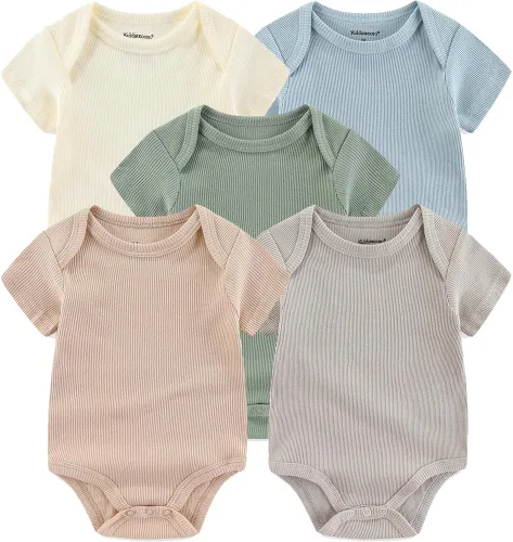 Vista 30 de Kiddiezoom Mameluco unisex de algodón de una pieza para bebé recién nacido, 5