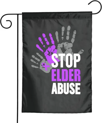 Vista 5 de Letrero de decoración para exteriores con texto en inglés "Stop Elder Abuse Elder Abuse Elder Abuse Awareness Flags", para jardín, patio, césped, 12
