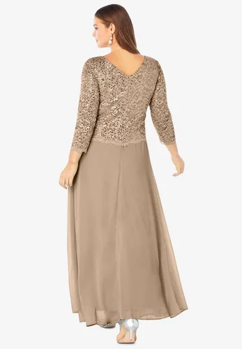 Vista 2 de Roaman's Vestido Popover de encaje de talla grande para mujer