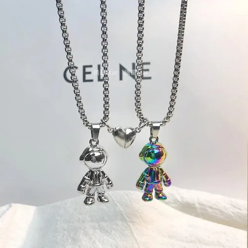 Vista 5 de ZZ ZINFANDEL 2 collares magnéticos de atracción mutua para parejas atracción mutua collar de astronauta a juego para él y ella regalos de joyería