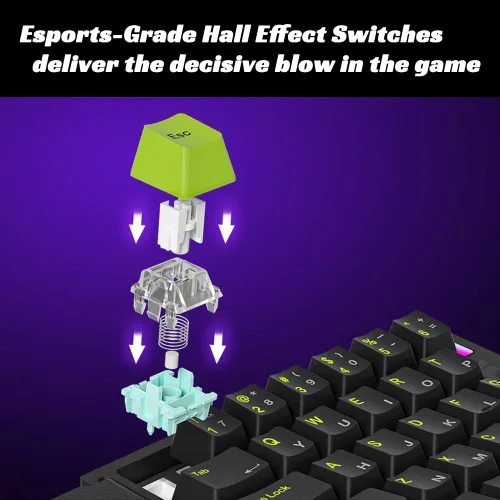 Vista 5 de Teclado mecánico para juegos de mano izquierda, interruptor magnético con efecto Hall, 30 teclas intercambiables en caliente, 0.000 in RTRS, 8K