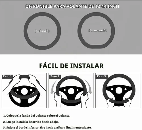 Vista 3 de Funda para volante de coche, de 13 a 14 pulgadas, protector de volante de silicona suave antideslizante, funda elástica extensible para volante que