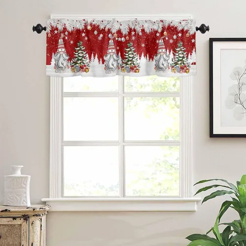 Vista 67 de Cortina de ventana ajustable con lazos para ventana, cenefa de cocina para sala de estar, arte abstracto, sol y arco iris, bolsillo para barra