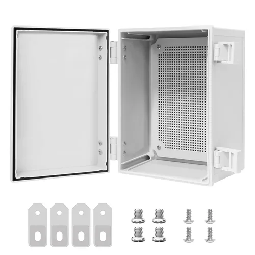 Vista 14 de Caja de conexiones de plástico ABS, IP65 resistente al agua y al polvo, recinto eléctrico universal, carcasa con bisagras para uso en interiores