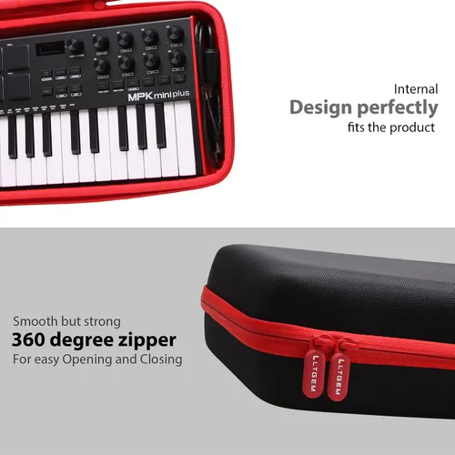 Vista 7 de LTGEM - Funda rígida para Akai Professional MPK Mini Plus - Controlador de teclado MIDI USB - Bolsa de almacenamiento protectora de viaje