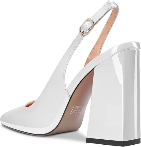 Vista 3 de Castamere Sandalias de vestir transparentes con tacón alto y puntera cuadrada para mujer, tacón grueso y sin cordones, tacón de 3.9 pulgadas