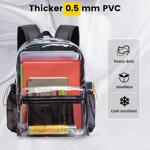 Vista 3 de Vorspack Mochila transparente de PVC resistente con correa reforzada para el lugar de trabajo universitario