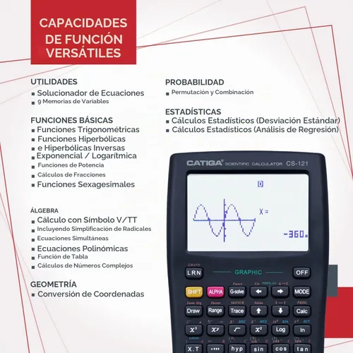 Vista 4 de CATIGA Calculadoras científicas con funciones gráficas, calculadoras gráficas con múltiples modos, calculadoras científicas para estudiantes, cursos