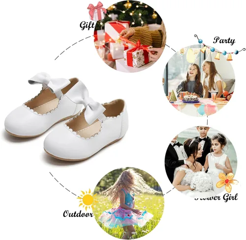Vista 4 de Felix & Flora Zapatos de vestir para niña de las flores, zapatos planos de ballet para niñas, para fiestas, escuela, boda