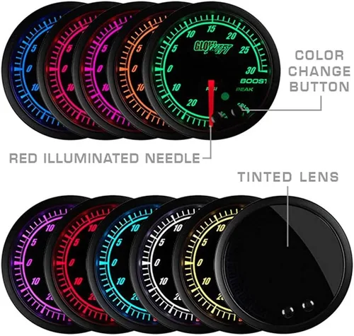 Vista 3 de GlowShift Elite - Tacómetro de 10 colores de 10,000 rpm, incluye luz de advertencia gratuita, para motores de gasolina de 1 a 10 cilindros, esfera
