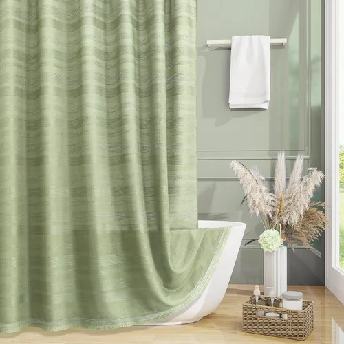 Vista 10 de Cortina de Ducha Pequeña para Cabina Estilo Boho Granja con Borla, Conjunto de Cortina de Ducha de Baño de Lino Bohemio Francés Rústico Elegante