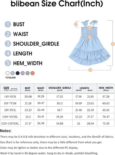 Vista 6 de blibean Vestido de verano con tirantes para niñas de 4 a 13 años