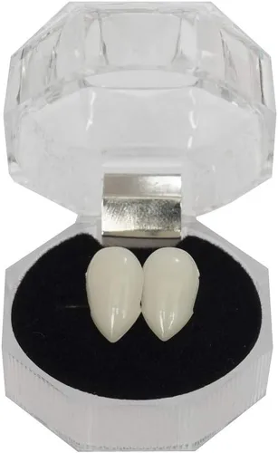 Vista 4 de Secaden Cosplay 13mm Dientes de Vampiro Dentaduras Accesorios para Fiesta de Halloween Colmillos (13mm)