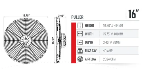 Vista 8 de SPAL 30102050 Extractor sellado de ventilador de 16 pulgadas, cuchillas curvas, 2024 CFM, 12 voltios, repuesto de refrigeración para Thermo King