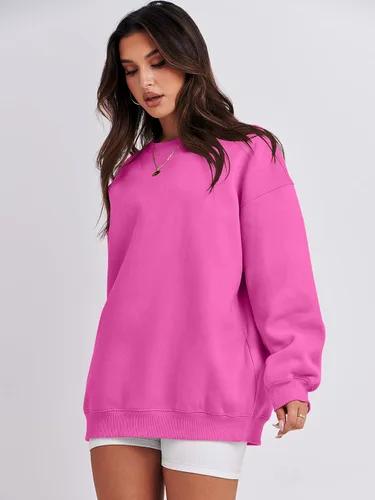 Vista 3 de ANRABESS Sudaderas de gran tamaño con capucha para mujer, cuello redondo, sin botones, ropa casual de otoño, ropa de preparación, adolescentes