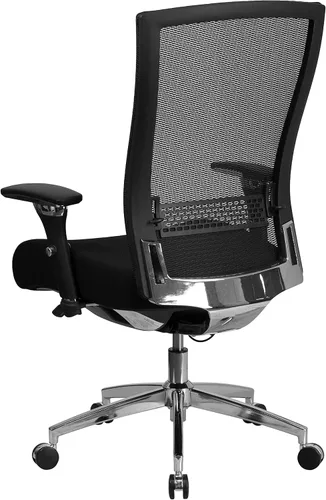 Vista 3 de Flash Furniture HERCULES Series 24/7 Uso Intensivo 300 lb. Silla de oficina ergonómica multifunción de malla negra con deslizador de asiento
