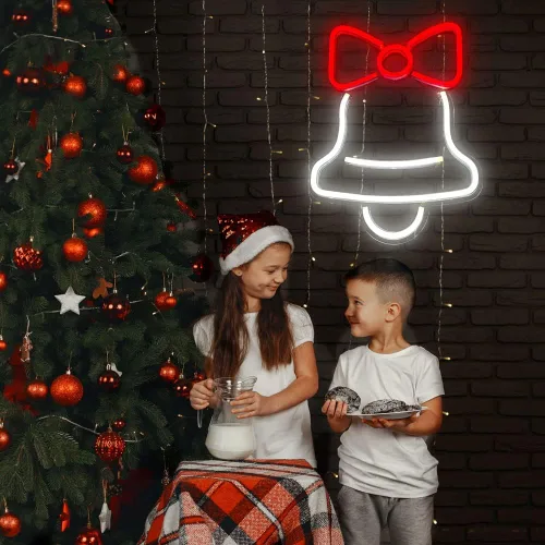 Vista 2 de Letreros de neón de Navidad para decoración de pared, funciona con USB, luces decorativas para el hogar, oficina, bar, pub, club, suministros