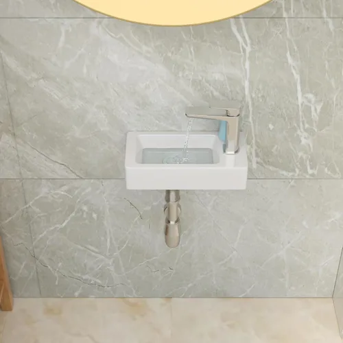 Vista 3 de Lordear Lavabo pequeño de baño montado en la pared, lavabo de esquina de baño de 15" x 7", lavabo flotante para lavado de manos colgado en la pared
