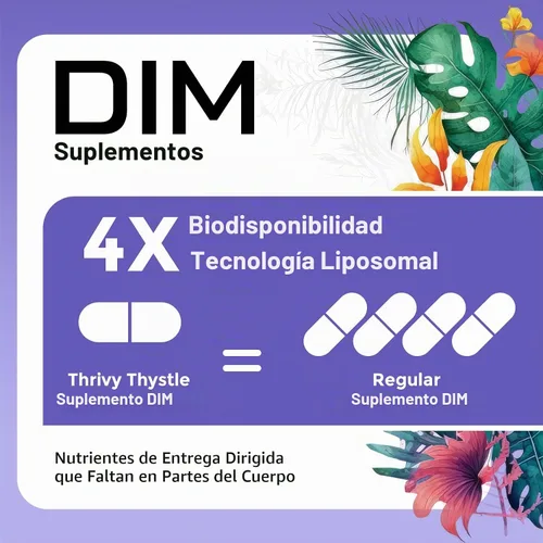 Vista 5 de DIM liposomal 400 mg - Equilibrio hormonal, apoyo de estrógeno para mujeres, suplemento DIM con vitamina E, onagra, cohosh negro, ácidos grasos