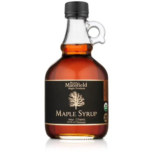 Vista 3 de Mansfield - Jarabe de arce puro orgánico certificado de arce Vermont grado A ámbar rico, botella de vidrio de 8.5 fl oz