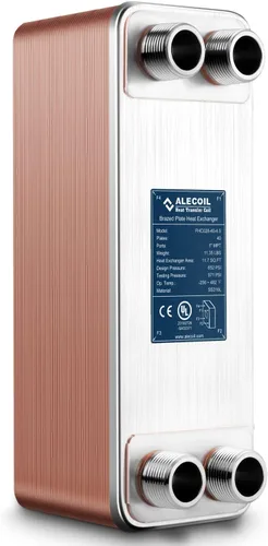Vista 9 de ALECOIL Intercambiador de calor de placas de 4 x 12 pulgadas con puerto MPT de 1 pulgada de agua a agua intercambiador de calor de placas soldadas