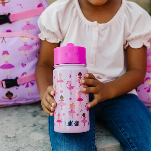 Vista 6 de Wildkin Kids - Botella de agua de acero inoxidable de 14 onzas para niños – Sin BPA, a prueba de fugas, aislada, fácil de limpiar - Ballerina