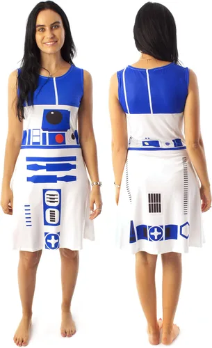 Vista 2 de STAR WARS R2D2 Vestido de disfraz para mujer, ropa blanca para cosplay