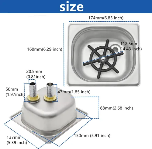 Vista 2 de DIBTSA - Enjuagadora para jarra, lavadora automática de tazas de vidrio, acero inoxidable 304, para café, leche, té, hogar, cocina, hotel, bar