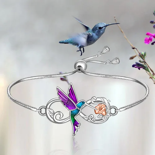 Vista 8 de Hummingbird Sea Turtle Chakra Lotus Bracelet for Women 925 Sterling Silver Jewelry Charms Birthday Valentines Gifts