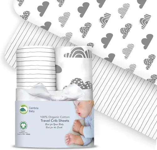 Vista 13 de Sábanas bajeras 100% de algodón orgánico perfectamente compatibles con Graco Pack n Play, Babyletto, Pamo Babe, Hiccapop, Dream on Me, Evenflo, Baby