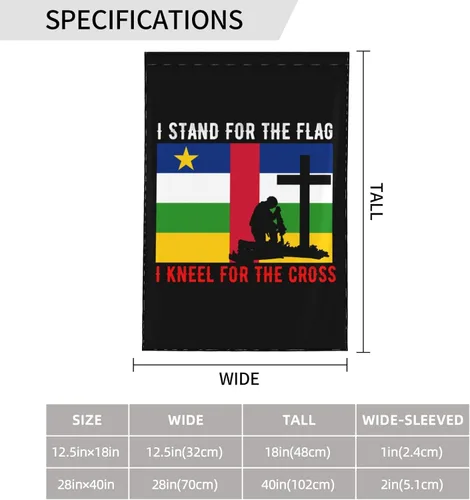 Vista 7 de I Stand For The Central African Republic Flag And I Kneel For The Cross Garden Flag 28"x40" Inch Double Sided Garden Flags Home Lawn Outdoor Decor