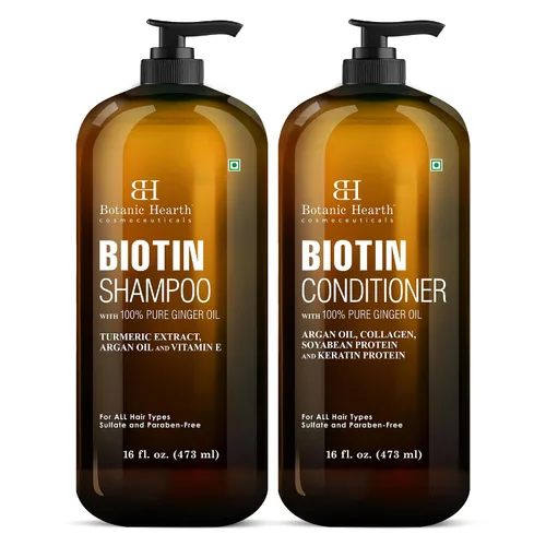 Vista 16 de Botanic Hearth Champú y acondicionador de biotina con colágeno Combate la pérdida de cabello y con ginseng coreano y cúrcuma, acondicionador